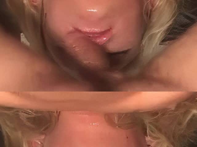 Blonde slut gags on cock DTD