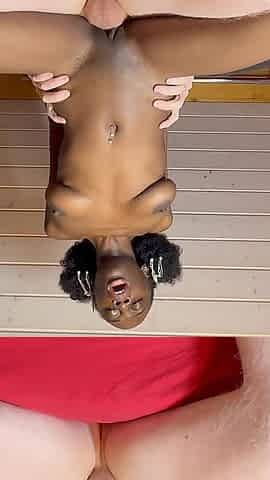 Ebony Girl Reverse Ride on Bwc with Creampie