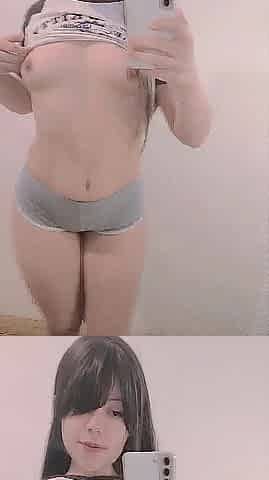 CUTE AMATEUR BEAUTY SHOWING OFF HER LITTLE TITTIES AND TWAT