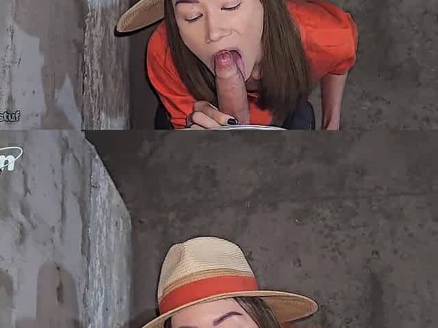 Stranger cutie in a Hat sucked on the street and invited her to her home to bang her in all holes