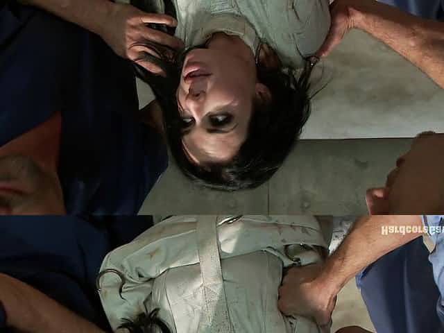 Trashy brunette loves gangbang sex