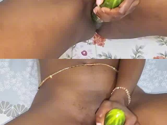 Ebony wench solo masturbation