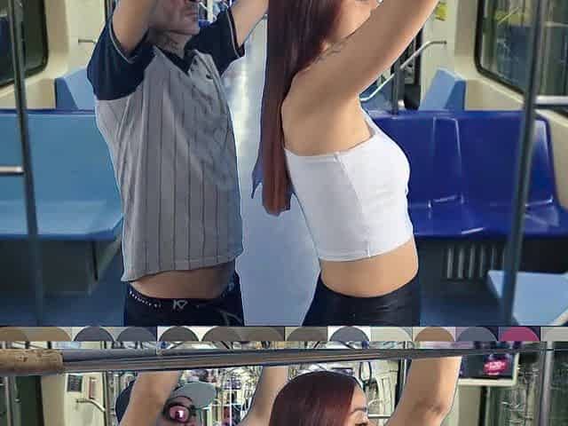 A stranger gropes a hawt angel on the bus in public!