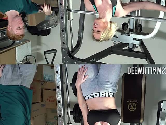 Busty mom with big booty, nice display at the gym and hardcore sex