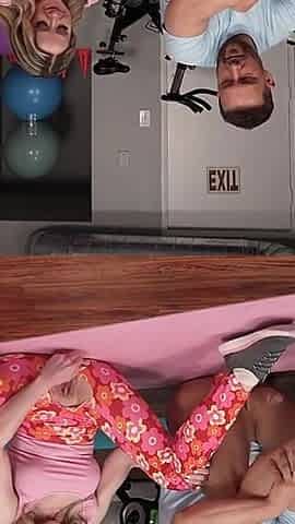 MILF's Sensual Stretching - Willing Stepson Coaxed Into a Hardcore Workout