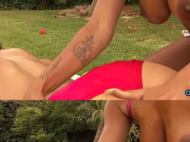 The Gets The Ebony Heated And In Need Of Some Rough Lesbian Strapon Action - Sunny Day
