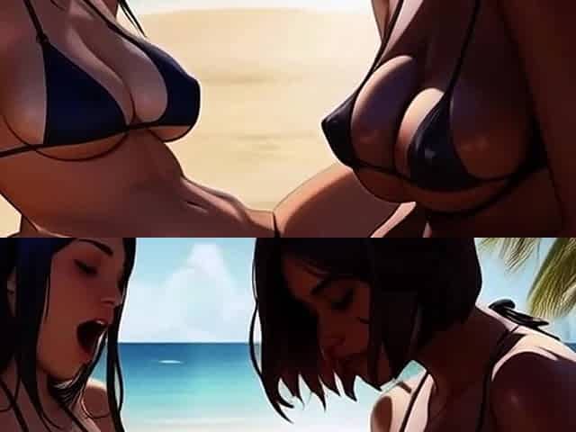Lactating Lesbians Breastfeed on the Beach