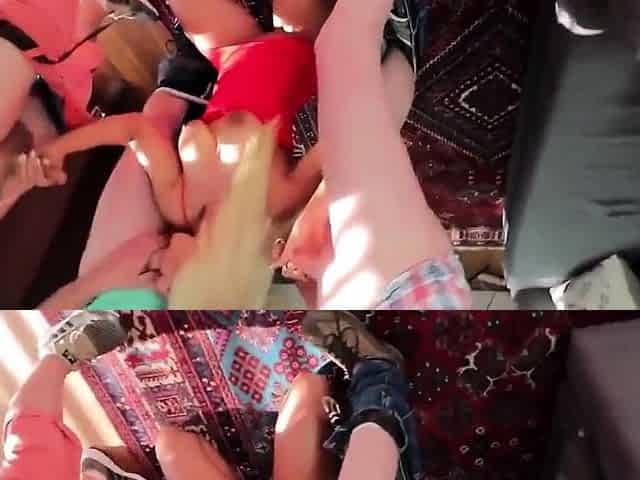 Gangbang mit einer billigen deutschen Blondine