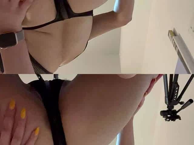 Amateur cougar MILF with small boobs is jerking cock