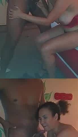 Hotwife Blowing a Hung Guy in Front of the Cuckold
