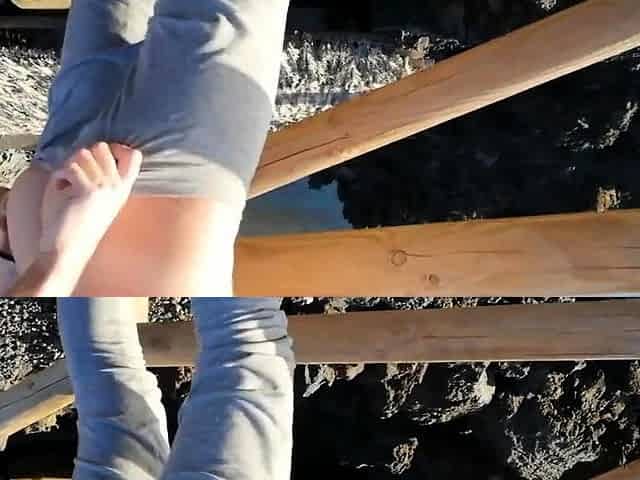 Risky Public Handjob and Nude Blonde Teen