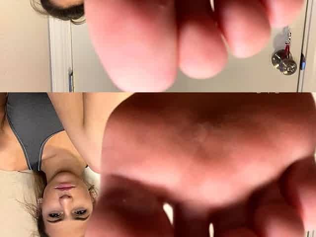 Cute cheerleader knows about your foot fetish and lets you