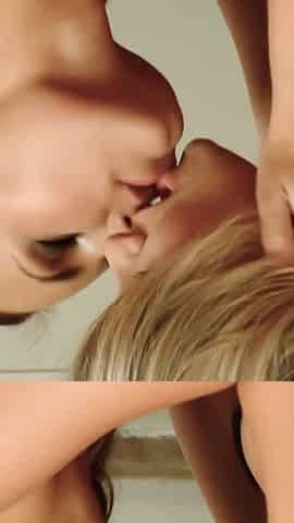 Sensual Lesbian Sex with Blonde and Brunette Girl Who Like Kiss and Lick
