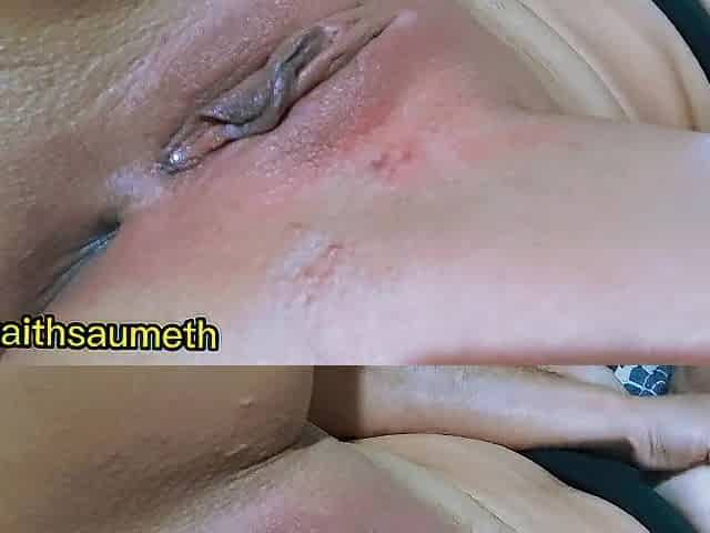 sex lover masturbates her constricted vagina and squirts her creamy cum- kaith saumeth