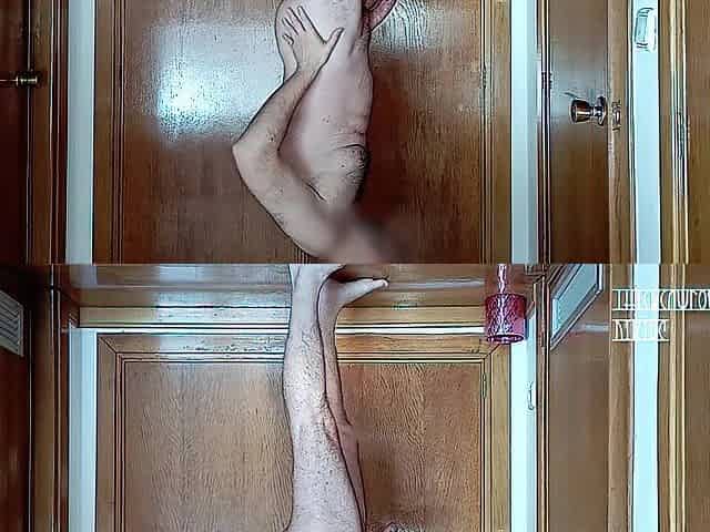 Vecino real, maduro, peludo, polla grande blanda sin cortar, meando y probando ropa inner