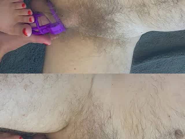 Chastity release and footjob