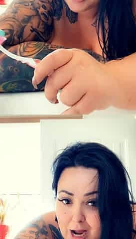 Hot brunette big boobs toying pink pussy