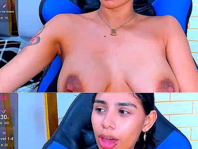 Ebony sexy babe with milky tits solo