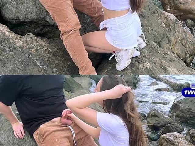 Merely Oral! A Sweetheart Sucked some stud's Dong on the Beach