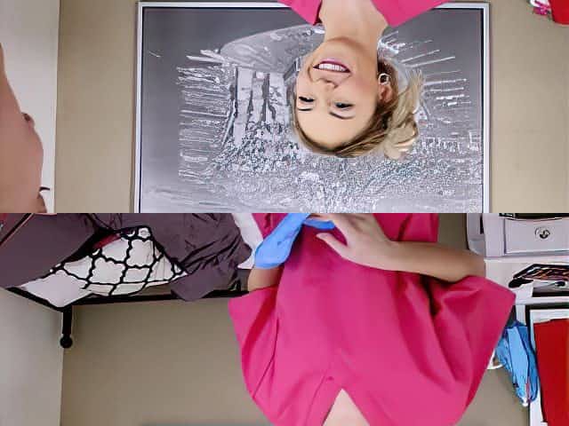 Cute blonde nurse massages her stepbrothers big cock