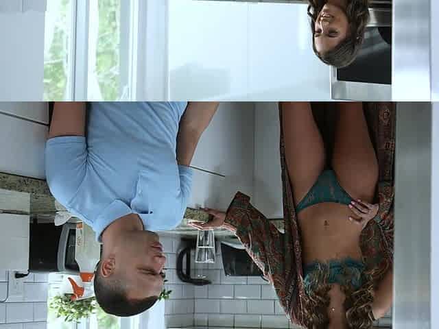 Beautiful girl with natural tits Uma Jolie in hot kitchen scene