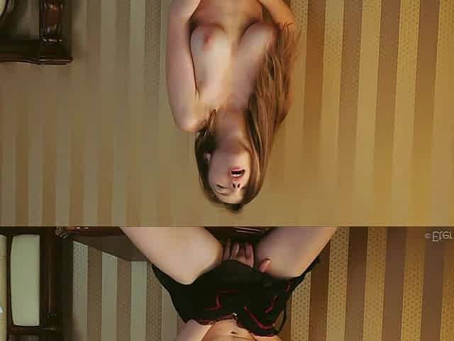 Busty brunette shares sensual fetish striptease pleasure