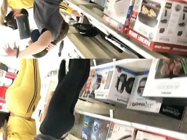 Candid Hot Teen Black Leggings See Through Vpl