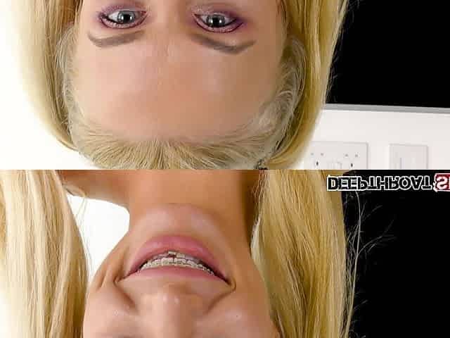 Elizabeth Romanova Big Fake Tits Blonde Pigtail POV Deepthroat Cum Swallow Blowjob