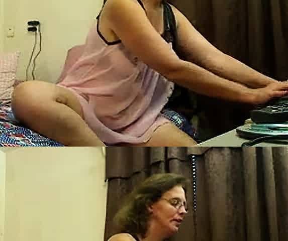 Twiddling Granny's Tits and Ass on Webcam