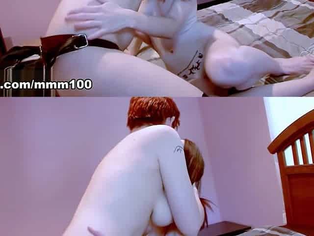 Redhead Ruby Violence and Brunette Lily Cade's Hardcore Lesbian Strap-On Action - MMM100
