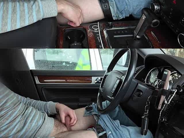 ASMR loud groans. I didn`t masturbate for two weeks. Risky public jerk off in a car in a town parking