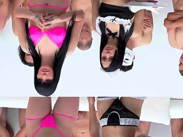 Busty amateur girlfriend group sex with facials