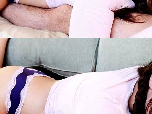 Amateur brunette teen blowjob and cumshot