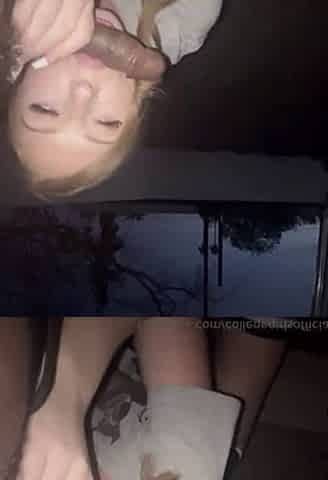 Teenage White Girlfriend Is Sucking BBC Out In Public