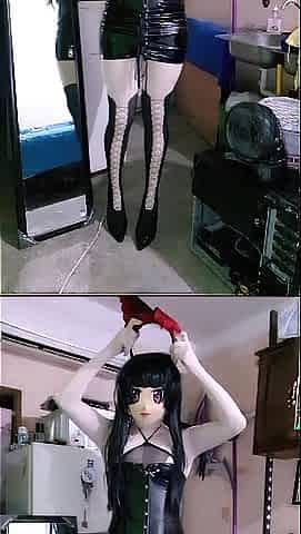 Kigurumi rory hawt latex costume drilled in underware