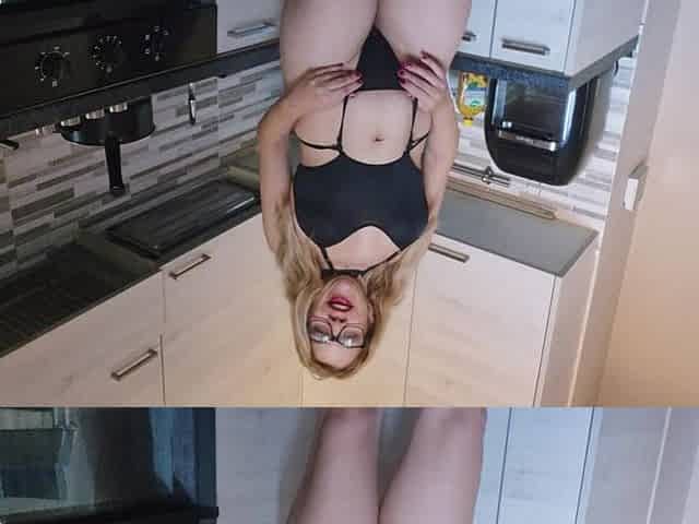 Naughty Girl in the Kitchen Likes Lingerie