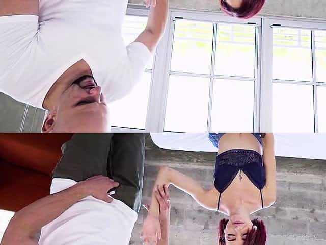 Tiny redhead teen fucks monster dick
