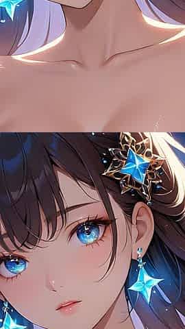 Cosmic Serenity: a Beautiful Young Woman with Stardust on Her Cheeks