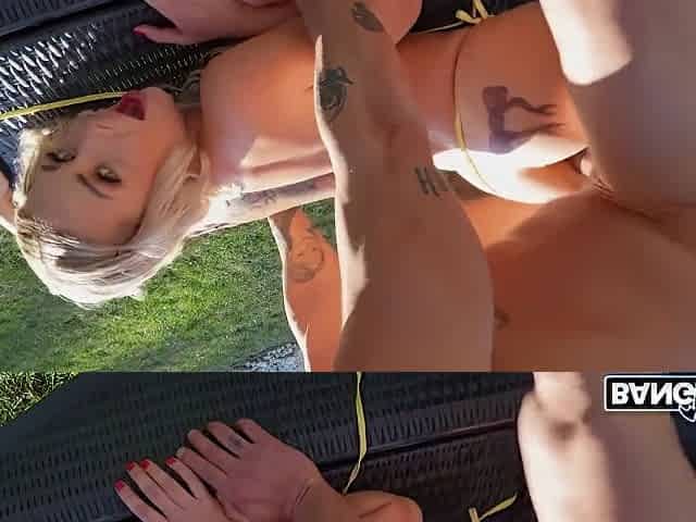Lynx Bbc - Busty Blonde In Bikini In Outdoor Pool Side Hardcore