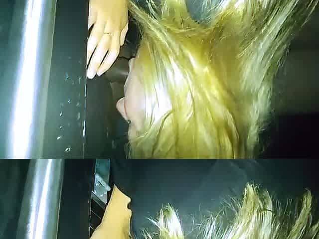 Glory hole blowjob busty amateur blonde fucking