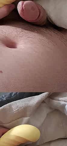 Frenulum edging with Satisfyer. Double spunk flow!