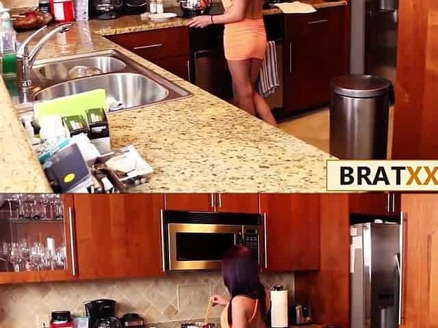 Large Man Destroys Tiny Stella's Twat After a Kitchen Tease