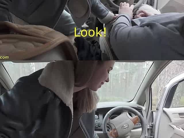 couple fucks on the roadside in the car