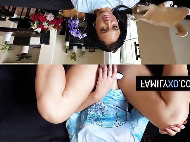 Large butt latin chick gets giant creampie from her stepfather