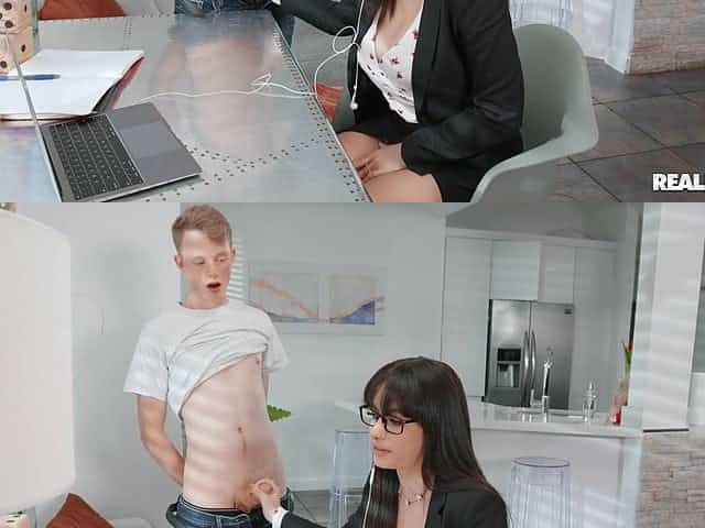 Passionate fucking between a younger man and horny MILF Melody Foxx