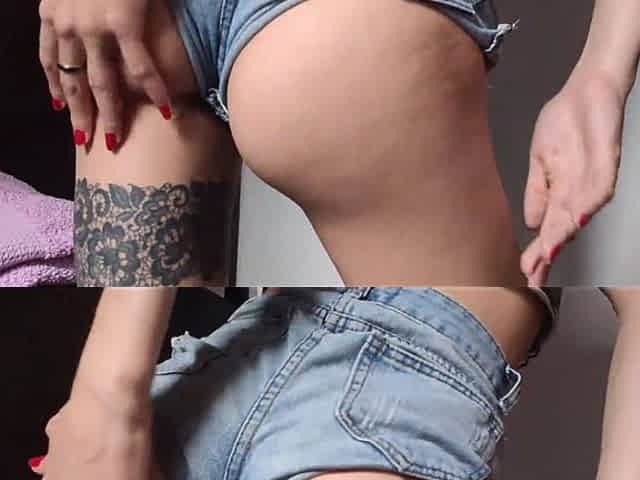 I Fuck a Skinny Bitch in Short Denim Shorts Doggy Style and Cum on Her Stomach