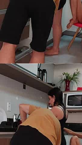 While the Wife Is Washing the Dishes, the Friend Decides to Test the Husband