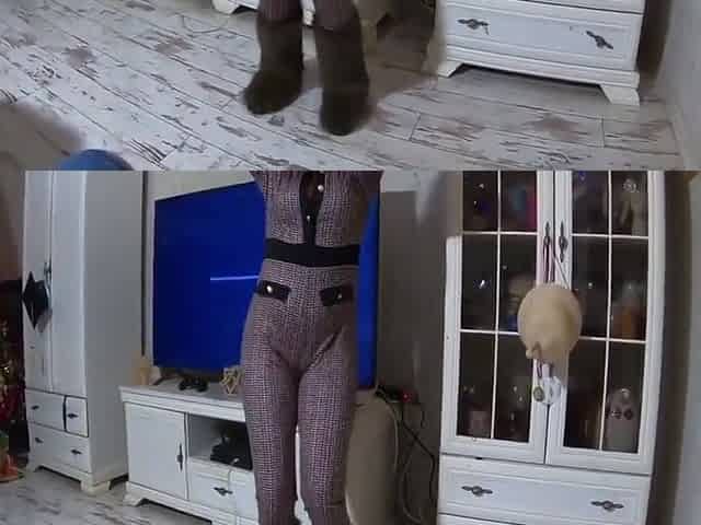 Tight Jumpsuit, Furry Boots & Messy Deepthroat With A Cum-licking Finish