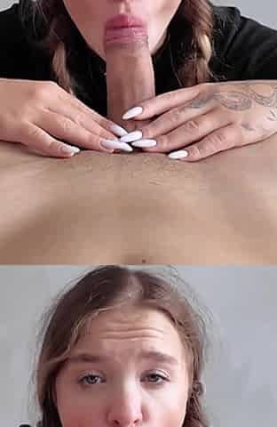 Amazing Sensual Blowjob - Huge Cumshot with My Tongue