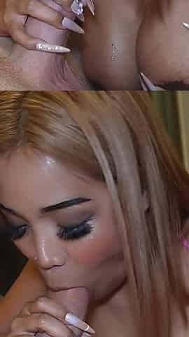 Bimbo Asian MILF with the Silicon Huge Fake Tits Gets Creampie